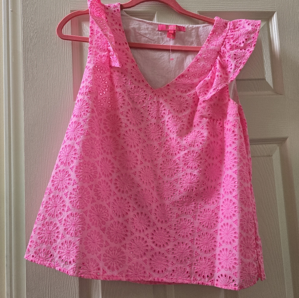 Pink Lilly Pultizer Lina Eyelet Top